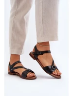 Zazoo 40182 Skórzane Sandały Damskie Czarne