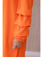 Španielske šaty s ozdobnými rukávmi oranžové