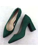 Zelené semišové lodičky na ihlovom podpätku Sergio Leone PB216