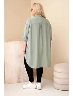 Dámske tričko Plus Size z viskózy s kvetinovou výšivkou khaki