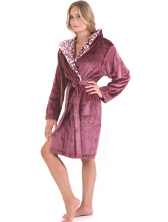 Dámsky župan Flora s kapucňou 4856 4853 krátky bordový - Vestis