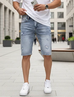Pánske džínsové šortky s odretou modrou FashionStreet SX2578