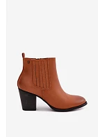 Dámske zateplené čižmy na podpätku Medicine RW16-OBD428-80X Camel
