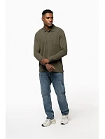 Kariban K 243 Pánske piqué polo s dlhým rukávom 20.K243 tmavá khaki