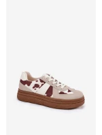 Damskie Sneakersy Na Platformie W Łaty Beżowe Lincidi