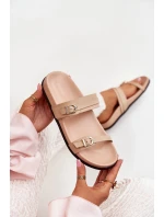 Klapki Damskie Z Klamrami Beżowe Brinella