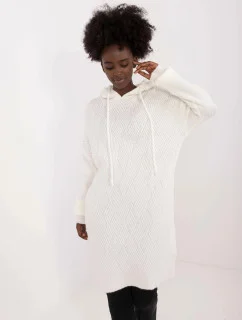 Ecru pletené šaty s kapucňou (0582)