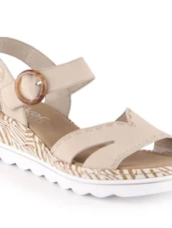 Pohodlné béžové sandále na platforme s podpätkom Rieker W RKR595