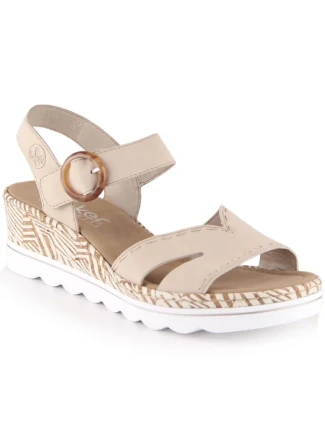Pohodlné béžové sandále na platforme s podpätkom Rieker W RKR595
