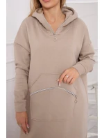 Zateplené šaty s kapucňou béžovej