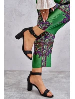 Błyszczące Sandałki Na Obcasie Czarne Maxim