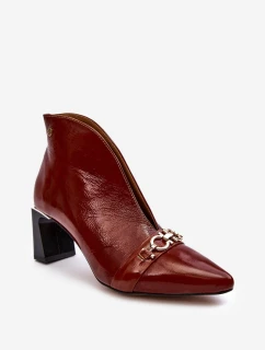 Skórzane Botki Na Słupku Maciejka 05262-02 Brązowe