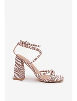 Módne sandále na podpätku béžová zebra Josette Módne sandále na podpätku béžová zebra Josette