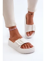 Damskie Piankowe Klapki Na Platformie Z Klamrą Big Star NN274A661 Białe