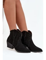 Wsuwane Botki Kowbojki Damskie Z Naturalnego Zamszu Czarne Beretta