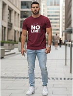 Pánske bavlnené tričko s potlačou No limit bordová FashionStreet NX0129R