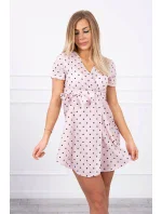 Púdrovo ružové bodkované šaty