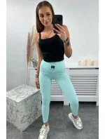 Pruhované mätové legíny Pruhované mätové legíny