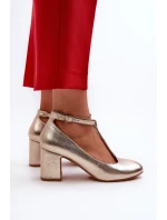 Czółenka Z Eko Skóry Na Słupku Złote Raniyah