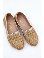 Elegantné kožené espadrilky s úpletom béžovo-zlaté Zazoo 10178 Elegantné kožené espadrilky s úpletom béžovo-zlaté Zazoo 10178