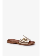 Zazoo Elegantné dámske kožené papuče zlaté