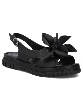 Dámske kožené sandále na platforme čierne Filippo DS6965 Dámske kožené sandále na platforme čierne Filippo DS6965