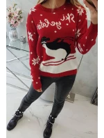 Sveter s vianočným motívom červený