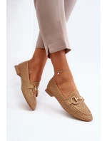 Mokasyny Damskie Na Płaskim Obcasie Z Ozdobą Camel Iluvana