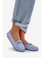 Płaskie Skórzane Mokasyny Z Ozdobą S.Barski LR51-547 Niebieskie