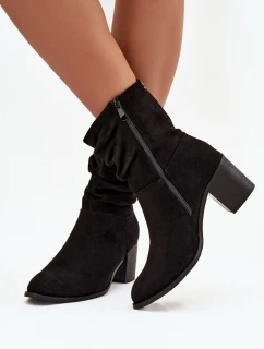 Botki Damskie Z Marszczeniem Na Słupku S.Barski HY52-516 Czarne