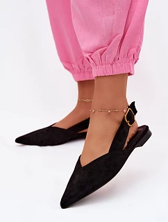 Balerínky so zlatou prackou Eco Suede Black Palerra