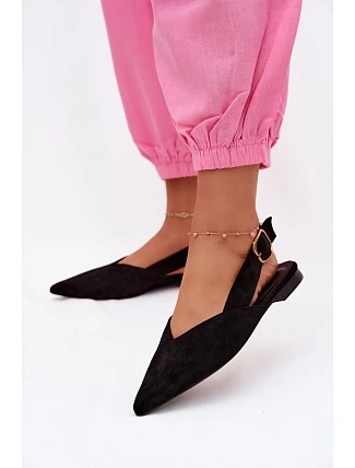 Balerínky so zlatou prackou Eco Suede Black Palerra