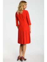 M336 Šaty so spadnutým pásom a záhyby - červené