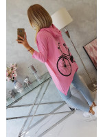 Mikina s cyklistickou potlačou svetlo ružová