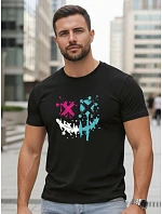 Pánske bavlnené streetwearové tričko čierne FashionStreet NX5100R Pánske bavlnené streetwearové tričko čierne FashionStreet NX5100R