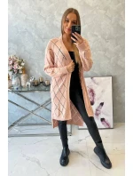 Sveter s geometrickým vzorom púdrovo ružový