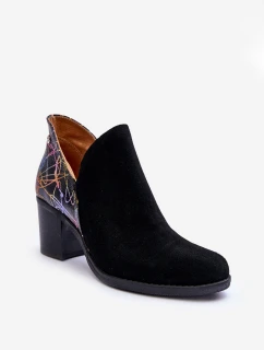 Damskie Skórzane Botki Na Słupku Maciejka 04492-99 Czarne