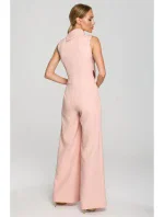 M702 Overal bez rukávov s golierom - púdrová M702 Overal bez rukávov s golierom - púdrová