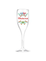 Personalizovaná biela nerozbitná pohár na prosecco s folklórnym vzorom Personalizovaná biela nerozbitná pohár na prosecco s folklórnym vzorom