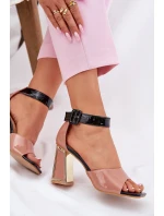 Lakierowane Sandały Damskie Na Słupku Vinceza 20266 Różowe