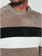 Pánsky pruhovaný hnedý sveter FashionStreet WX2242