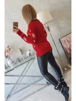 Vianočný sveter so sobom červený