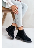 Zamszowe Niskie Botki Na Płaskim Obcasie Ocieplane D&A JC42-23 Czarne