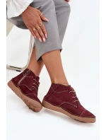 Skórzane Półbuty Damskie Z Przeszyciami Na Zamek Artiker 57C2116 Bordowe