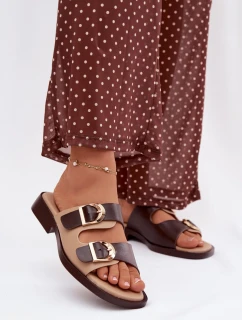 Dámské nazouváky se zlatými sponami béžovo-hnědé Danelle