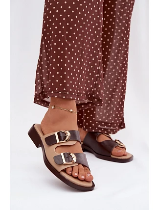 Dámské nazouváky se zlatými sponami béžovo-hnědé Danelle