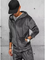 Pánska sivá velúrová mikina FashionStreet BX5540 Pánska sivá velúrová mikina FashionStreet BX5540