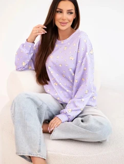 Dámska viskózna mikina s dlhým rukávom v drobných kvetoch fialová