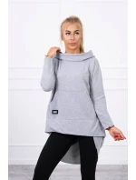 Mikina s kapucňou s dlhým chrbtom šedá