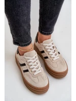 Zazoo N1176 Zamszowe Sneakersy Na Platformie Beżowe